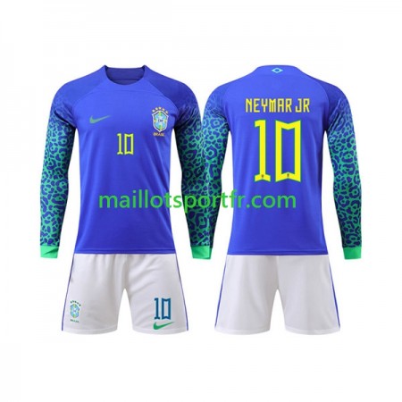 Maillot de Foot Brésil Neymar Jr 10 Enfant Exterieur Coupe du monde 2022 ML
